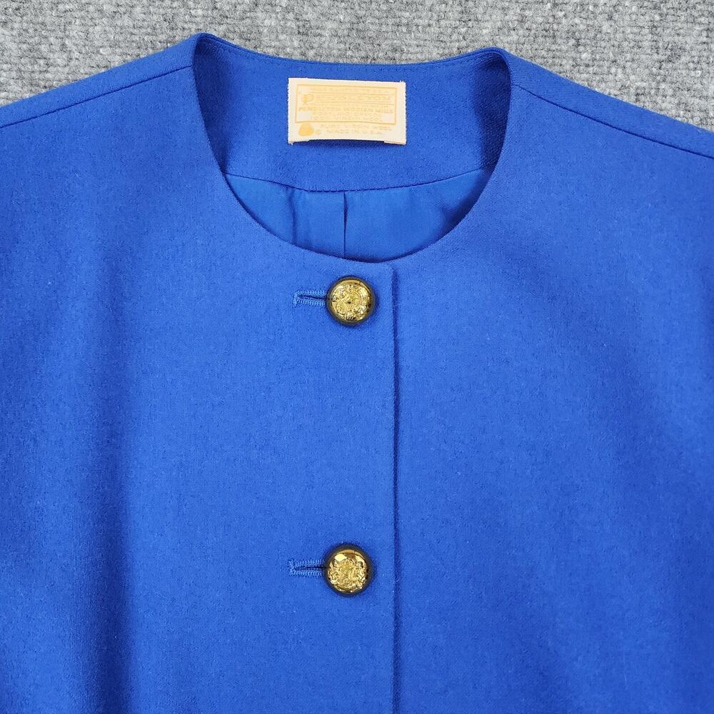 Vintage Pendleton Blazer Womens 10 Blue Wool Gold Crest Button USA Made Jacket - Picture 13 of 16